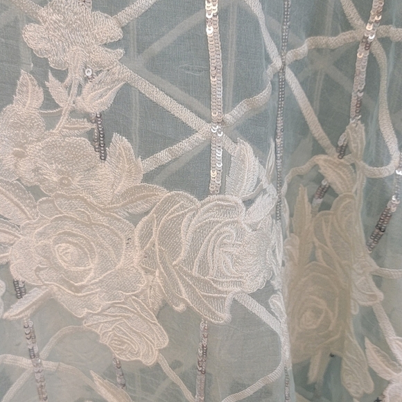 Cross Stitch Pure‎ Organza Silk Pearl Sequin Embroidered Womens Tunic Top Medium - Picture 6 of 9